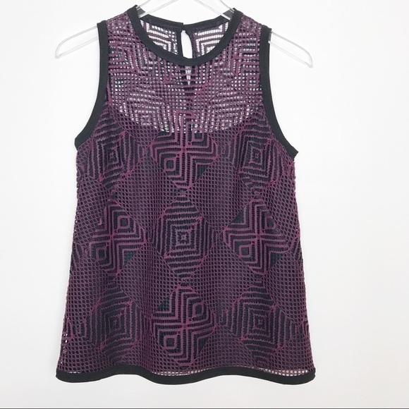 Nanette Lepore Burgundy/Black Top w/Laser Cuts 4 - Picture 1 of 8